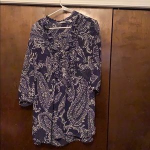 New York & Co sheet navy & white top